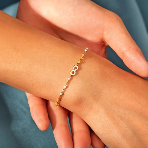 Pulsera de Infinito de Plata de Ley S925 Con Esmalte de Colores Para Mujer Estilo Occidental Minimalista Pulsera Geométrica Lucky 8