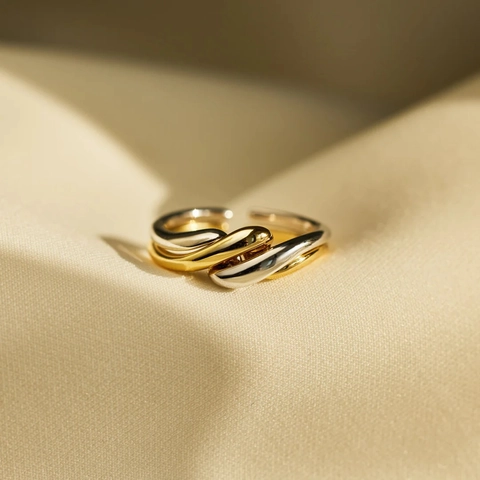 S925 Sterlingsilber Verdreht Verflochten Ring-Set Für Damen Verstellbar Minimalistisch Gold Silber Modeschmuck Ring