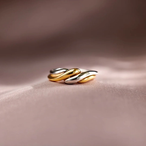 S925 Sterlingsilber Verdreht Verflochten Ring-Set Für Damen Verstellbar Minimalistisch Gold Silber Modeschmuck Ring
