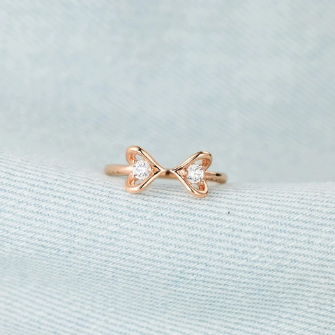 925 Sterling Silver Double Heart Open Ring For Women Minimalist Fashion Rhinestone Inlaid Adjustable Finger Jewelry Ring Gift