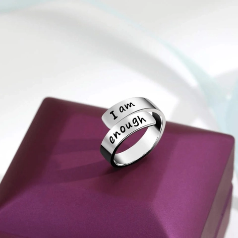 Inspirierende I Am Enough 925 Sterlingsilber Verstellbare Offene Ring Für Damen Minimalistische Mode Geometrische Schmuck Fingerring Geschenk