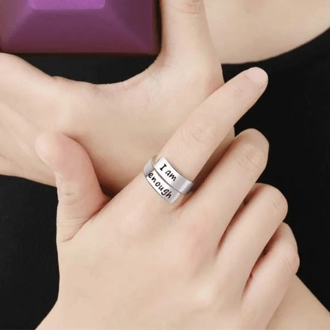 Inspirierende I Am Enough 925 Sterlingsilber Verstellbare Offene Ring Für Damen Minimalistische Mode Geometrische Schmuck Fingerring Geschenk