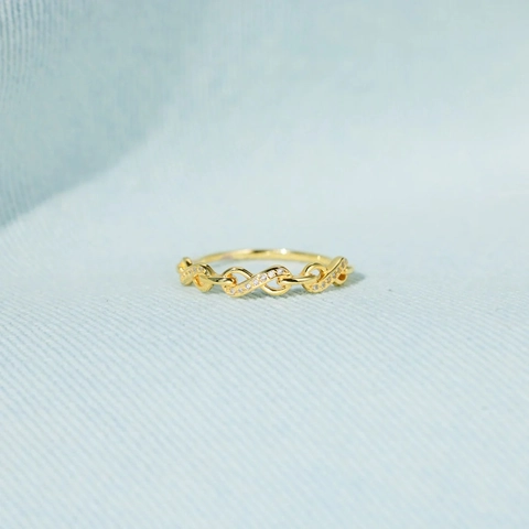 925 Argento Sterling Infinito Anello Per Donna Placcato Oro Lucky 8 Nodo Senza Fine Strass Incastonato Moda Minimalista Gioielli Regalo