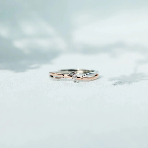 925 Sterling Silver Knot Ring For Women Two Tone Gold Silver Electroplated Intertwined Rhinestone Inlaid Open Adjustable Ring