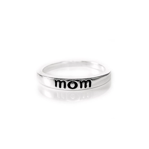 Anello con Lettere Mom Dad in Argento Sterling 925 Minimalista Anello da Dito Aperto Regolabile Regalo Gioielli