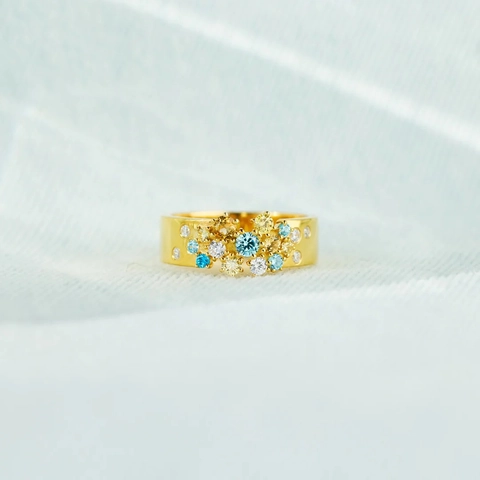 925 Sterling Zilver Gekleurde Zirconia Cluster Ring Voor Vrouwen Minimalistische Geometrische Vergulde Vingerring Sieraden Cadeau
