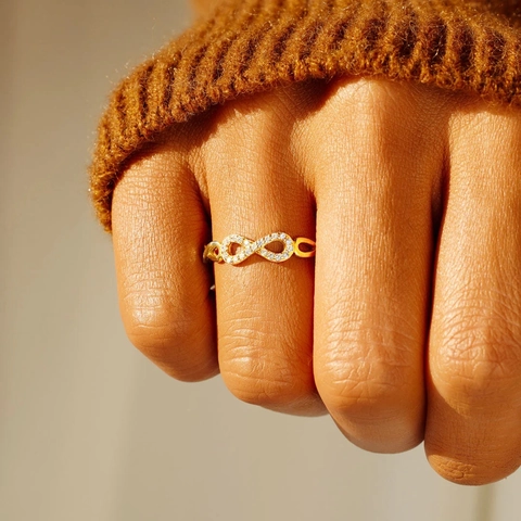 925 Sterlingsilber Unendlichkeitssymbol Zirkonia Ring Für Damen Vergoldet Minimalistisch Verstellbar Geometrisch Mode Schmuck Fingerring