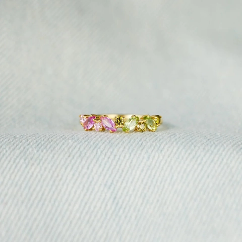 925 Sterlingsilber Vergoldeter Bunter Strass Ring Für Damen Minimalistischer Marquise Schliff Geometrischer Modeschmuck