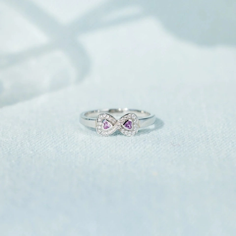 S925 Plata de Ley Infinito Corazón Anillo Para Mujeres Minimalista Diamantes de Imitación Envuelto Band Moda Joyería Anillo