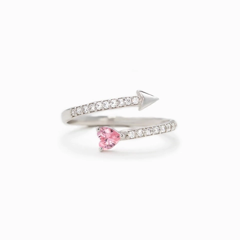925 Sterlingsilber Herz Pfeil Offener Ring Mit Rosa Strass Für Damen Verstellbar Romantisch Amor Mode Schmuck Fingerring