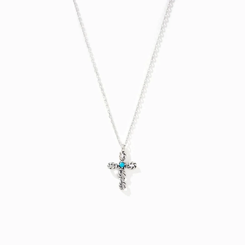 Collar con Colgante de Cruz de Plata de Ley S925 para Mujer Textura de Cuerda Retorcida Cadena de Clavícula Minimalista Joyería Regalo