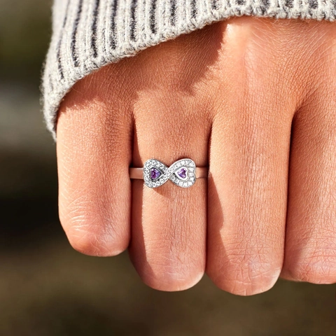 S925 Plata de Ley Infinito Corazón Anillo Para Mujeres Minimalista Diamantes de Imitación Envuelto Band Moda Joyería Anillo