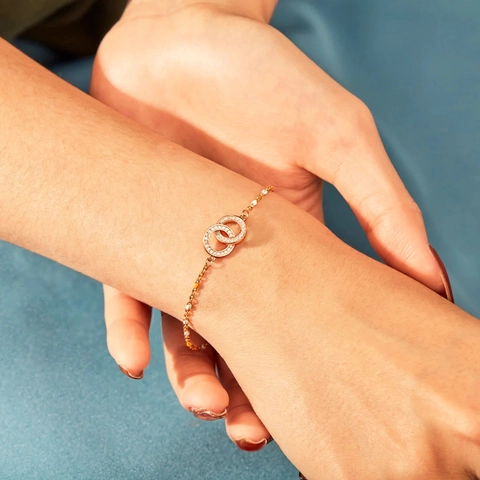 S925 Sterling Zilver In elkaar grijpende Dubbele Ring Armband Voor Vrouwen Kleurrijk Email Strass Verstelbare Schakelketting Sieraden