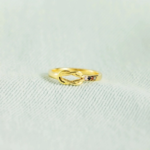 Anello a Nodo in Argento Sterling S925 per Donna Placcato Oro con Strass Colorati Pietra Portafortuna Gioielli Western