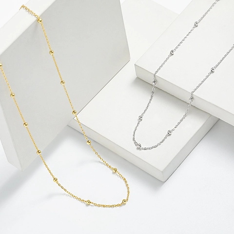 925 Sterlingsilber Minimalistische Satellitenkette Halskette Für Damen Geometrische Runde Perle Zierliche Choker Modeschmuck Geschenk