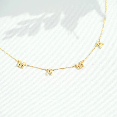 925 Sterling Silver MAMA Letter Pendant Necklace Gold Plated Zirconia Clavicle Chain Jewelry Gift For Women Mother