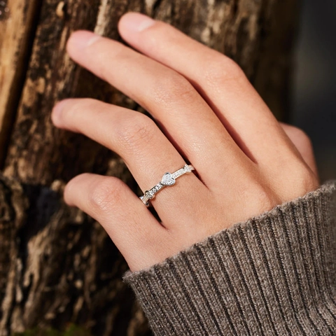 Anello in Argento Sterling 925 con Cuori Intrecciati per Donna Moda Semplice Cuori Intersecati con Strass Gioielli Regalo