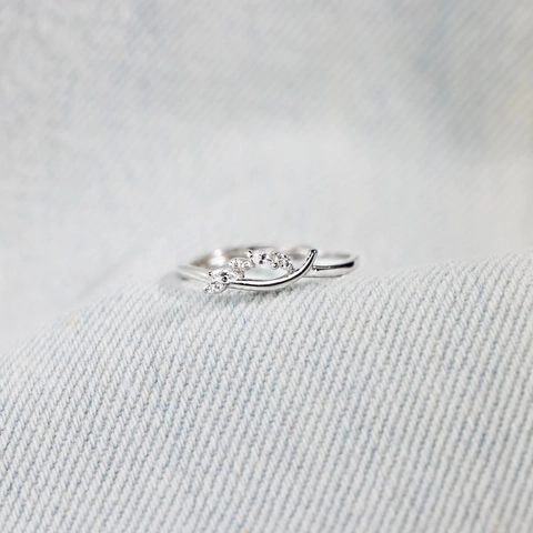 Anello in Argento S925 Con Nodo e Foglie Incrociate Per Donna Minimalista Strass Anello da Dito Gioielli Accessorio Moda Regalo
