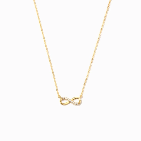 925 Sterlingsilber Unendlichkeit Anhänger Halskette Gold Plattiert Strass Minimalistische INS Stil Schlüsselbeinkette Damen Schmuck