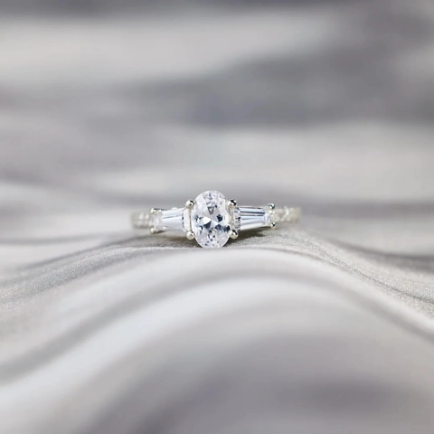 925 Sterling Zilveren Ring Voor Vrouwen Ovaal Geslepen Strass Ingelegd Witgoud Verguld Verloving Bruiloft Mode Sieraden