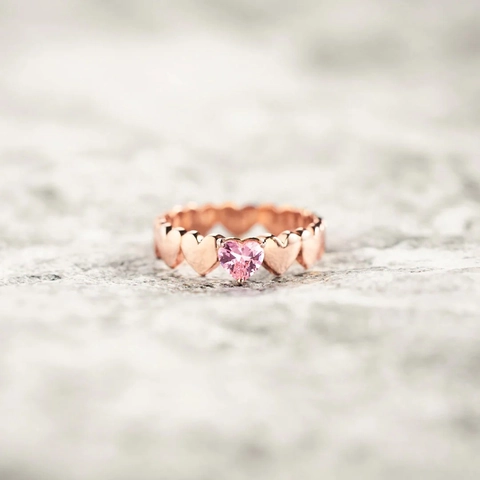 925 Sterling Zilver Rozegoud Verguld Roze Hart Strass Ring Voor Dames Minimalistische Mode Geometrische Harten Ring