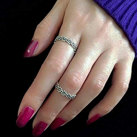 925 Sterling Silver Daisy Flower Ring Oxidized Vintage Minimalist Western Style Women Fashion Jewelry Finger Ring