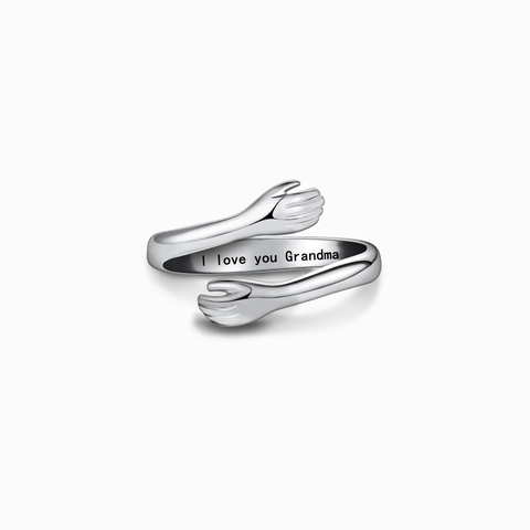 S925 Sterling Silver Hug Ring Engraved Letter Quote Adjustable Open Band Minimalist Fashion Finger Jewelry Gift For Women