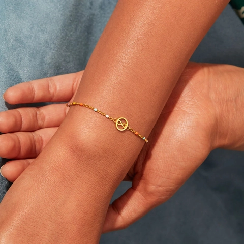 Pulsera de Plata de Ley 925 con Símbolo de Infinito y Círculo para Mujer Minimalista Cuentas de Esmalte de Colores Cadena Ajustable