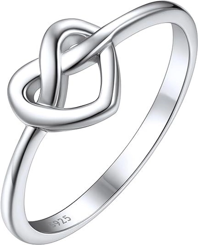 925 Sterlingsilber Herz Knoten Ring Für Damen Einfach Gedrehter Liebesknoten Fingerring Minimalistischer Schmuck Silberring