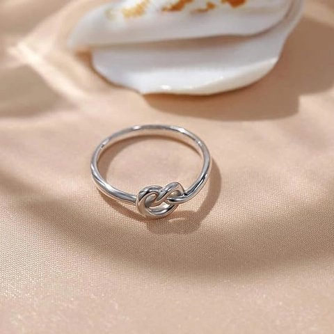 925 Sterlingsilber Herz Knoten Ring Für Damen Einfach Gedrehter Liebesknoten Fingerring Minimalistischer Schmuck Silberring