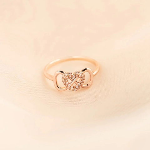 Anillo de Corazón Infinito de Plata de Ley 925 Bañado en Oro Rosa con Strass Incrustado Elegante Anillo Romántico Joyería para Mujer Regalo de San Valentín