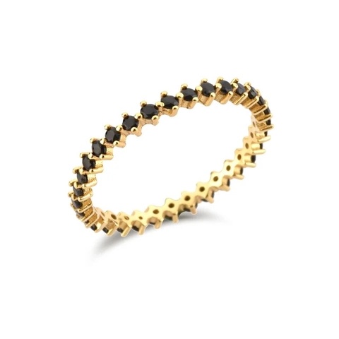 Anillo Eternity de Plata de Ley 925 Minimalista Chapado en Oro Circonia Pavé Anillo de Dedo Geométrico para Mujer Joyería