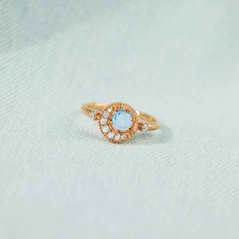 S925 Sterling Zilveren Opaal Maan Planeet Ring Voor Vrouwen Retro Roségoud Verguld Strass Hemelse Geometrische Mode Ring