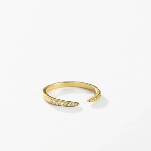 S925 Sterling Silber Offener Verstellbarer Ring Für Damen Minimalistischer Geometrischer Fingerring Mit Strass Galvanisierter Schmuck Geschenk