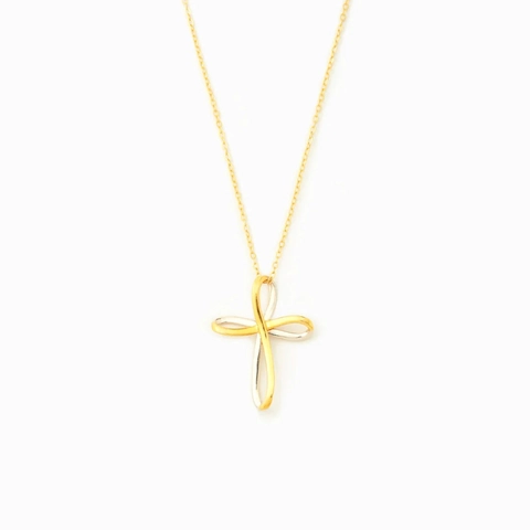 S925 Sterling Silver Two-Tone Infinity Cross Pendant Necklace Electroplated Gold Silver Fashion Clavicle Chain Jewelry For Women