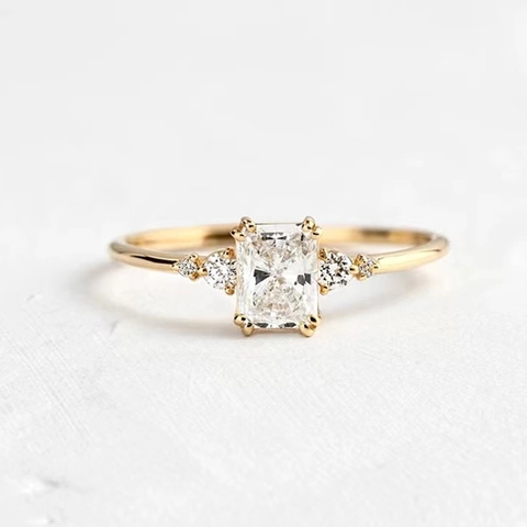 925 Sterlingsilber Rechteck Zirkonia Ring Minimalistisch Geometrisch Smaragdschliff Statement Ring Damen Schmuck