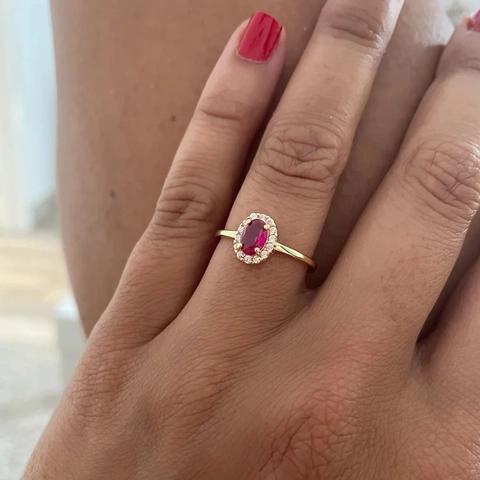 S925 Sterlingsilber Roter Zirkonia Ovaler Halo Ring Für Damen Vintage Vergoldeter Geometrischer Mode Hochzeits Party Finger Schmuck