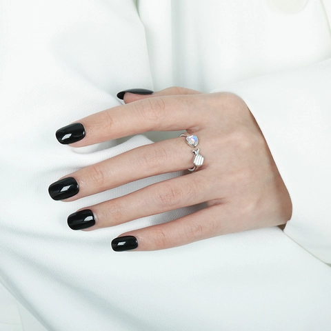 S925 Sterlingsilber Verstellbarer Ring Herzform Strass Bi Xin Geste Offener Ring Gravierter Romantischer Schmuck Für Damen