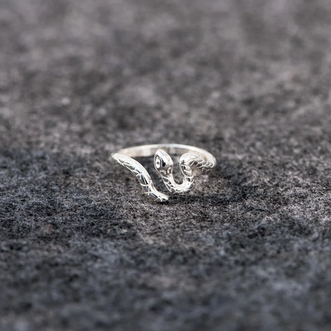 S925 Sterling Silver Snake Ring For Women Minimalist Adjustable Open Finger Ring Gothic Animal Jewelry Fashion Accessory