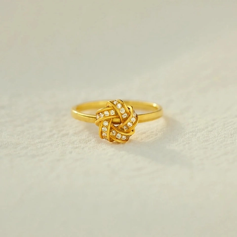 Eleganter 925 Sterlingsilber Knoten Ring Für Damen Vergoldet Liebesknoten Ring Mit Strass Pavé Mode Schmuck Fingerring