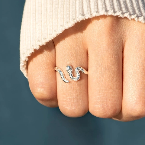 S925 Sterling Silver Snake Ring For Women Minimalist Adjustable Open Finger Ring Gothic Animal Jewelry Fashion Accessory