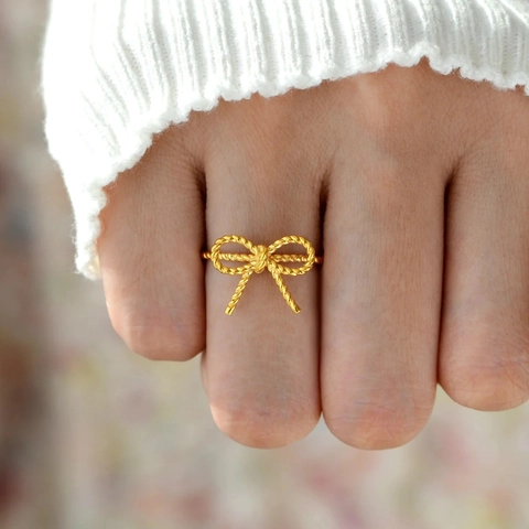 Anillo de Lazo de Plata de Ley 925 para Mujer Chapado en Oro Textura de Cuerda Retorcida Joyería Minimalista de Moda Anello Fino