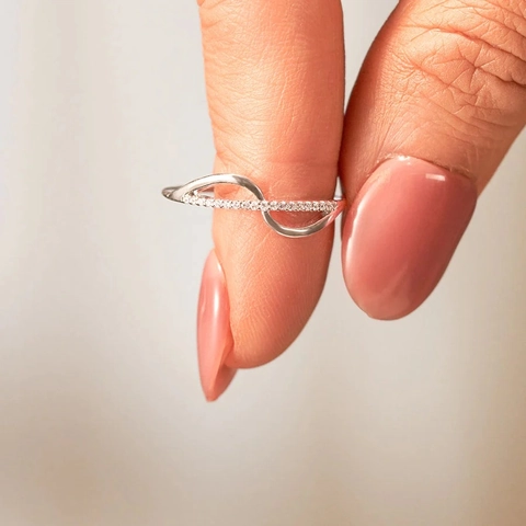 925 Sterling Zilveren Golfpatroon Ring Voor Vrouwen Minimalistisch Strass Pavé Infinity Kruis Geometrische Band Ring Mode Sieraden