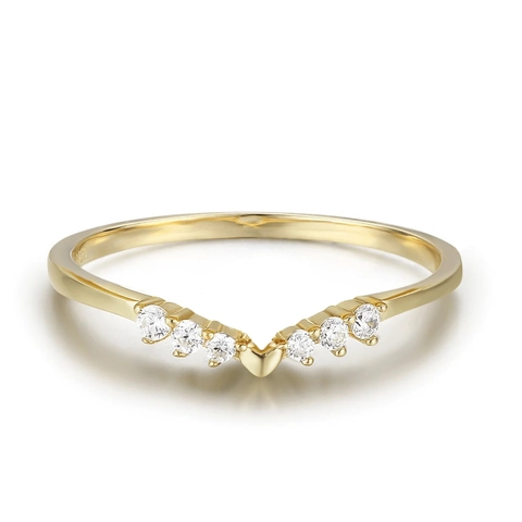 Anillo Corazón de Plata de Ley 925 Forma V Diamantes Imitación Chapado Oro Anillo Minimalista Chevron para Mujer Regalo Joyería