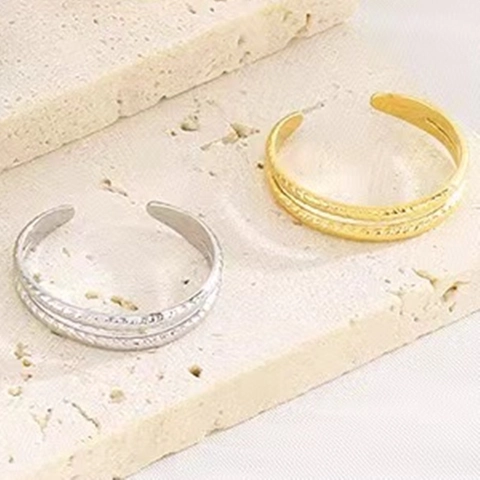 925 Sterling Silver Double Layer Twisted Rope Open Ring For Women Minimalist Fashion Adjustable Geometric Index Finger Ring Jewelry