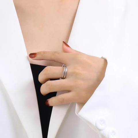 925 Sterling Silver Double Layer Twisted Rope Open Ring For Women Minimalist Fashion Adjustable Geometric Index Finger Ring Jewelry