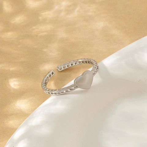925 Sterlingsilber Herz Offener Ring Minimalistisch Verstellbar Hohlkettentextur Fingerring Für Damen Mode Schmuck Geschenk
