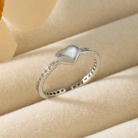 925 Sterlingsilber Herz Offener Ring Minimalistisch Verstellbar Hohlkettentextur Fingerring Für Damen Mode Schmuck Geschenk