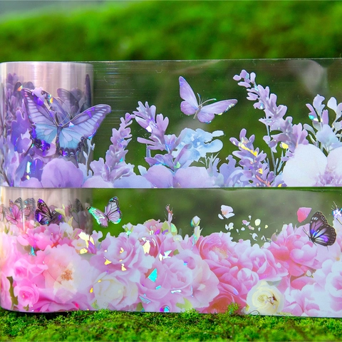 PET Flower Butterfly Washi Tape Decorative Sticker Set For Journaling DIY Crafts Waterproof Floral Masking Tape Supplies