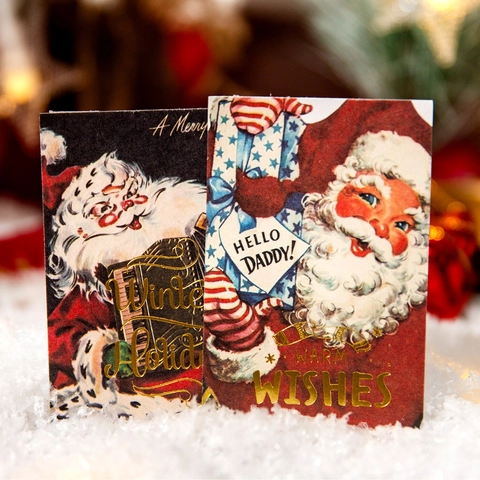 Vintage Christmas Story Bronzing Stickers For Scrapbooking Holiday Decoration White Kraft Paper Retro Festive Gift Label
